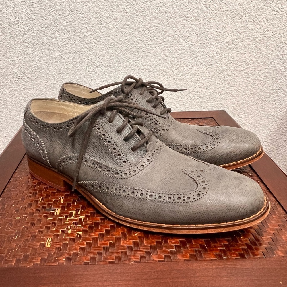 Cole Hann Nike Air Colton Wing Tip Gray Shoes Size 9